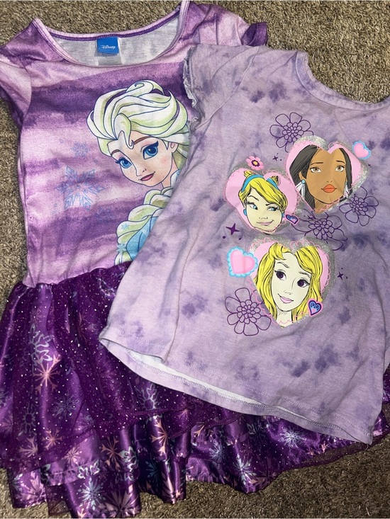 Disney Other - Disney Purple Elsa & Princess Graphic Dress and Tee Set